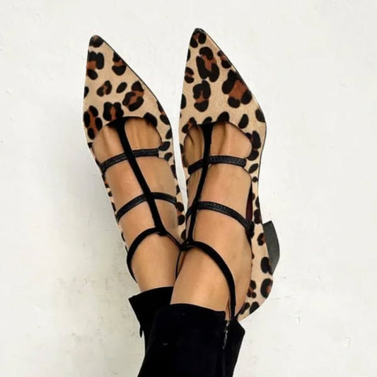 ANIMAL PRINT BALLET FLATS WITH STRAPS
